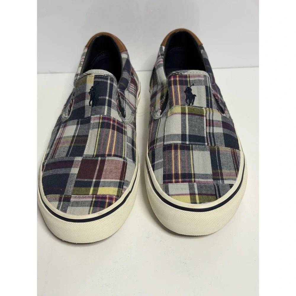 Polo Ralph Lauren Shoes Mens Size 8.5D Thompson Plaid Slip On Canvas C-4